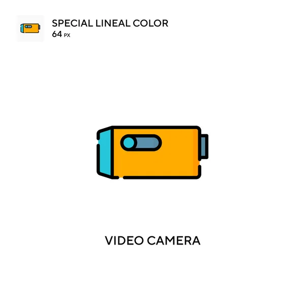 Caméra Vidéo Icône Spéciale Couleur Linéaire Modèle Conception Symbole Illustration — Image vectorielle