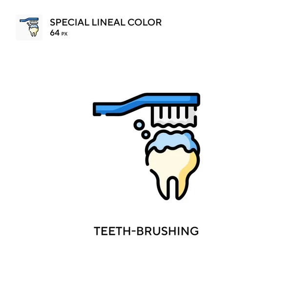 Teeth Brushing Special Lineal Color Icon Illustration Symbol Design Template — Stock Vector