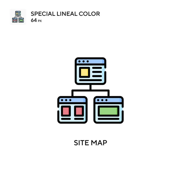 Mapa Site Ícone Cor Linear Especial Modelo Design Símbolo Ilustração — Vetor de Stock