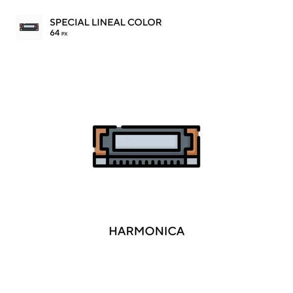 Harmonica Icono Especial Color Lineal Plantilla Diseño Símbolo Ilustración Para — Archivo Imágenes Vectoriales