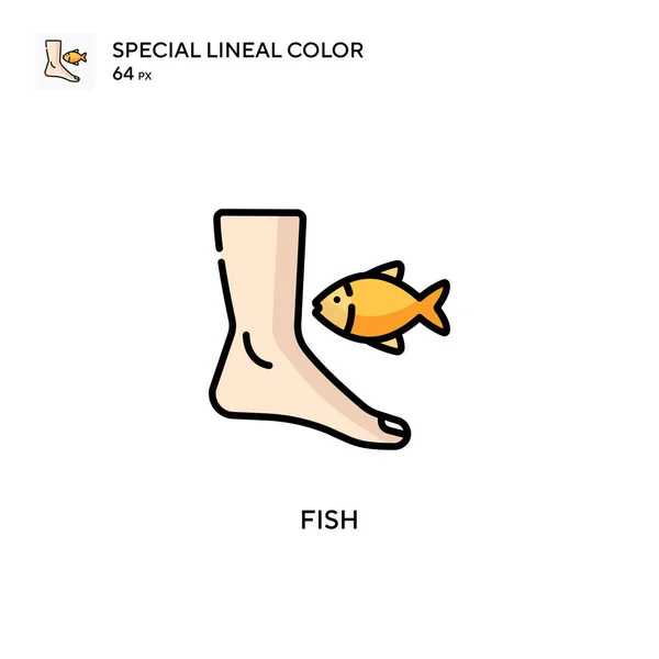 Fish Особый Цвет Иконки Шаблон Оформления Символов Иллюстрации Веб Мобильного — стоковый вектор