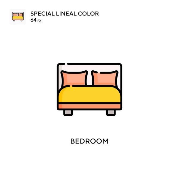 Chambre Coucher Icône Spéciale Couleur Linéaire Modèle Conception Symbole Illustration — Image vectorielle