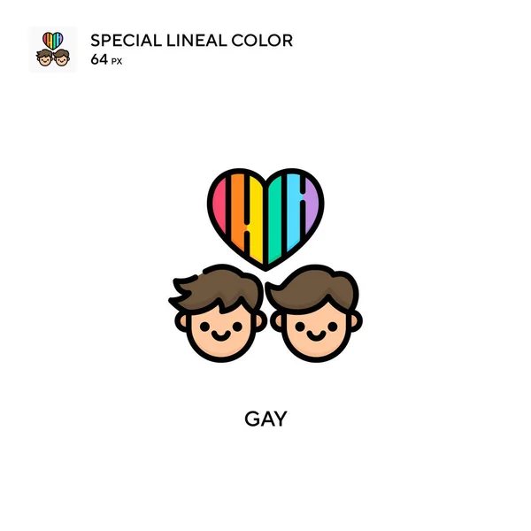 Ícone Cor Linear Especial Gay Modelo Design Símbolo Ilustração Para —  Vetores de Stock