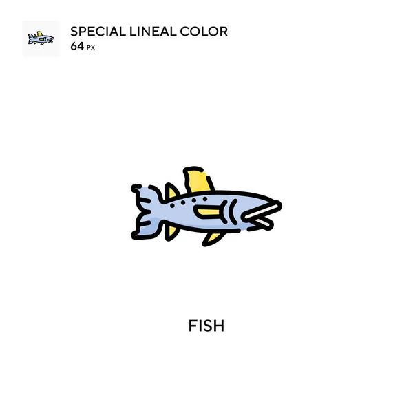 Fish Special Lineal Renk Ikonu Web Mobil Ögesi Için Resimleme — Stok Vektör