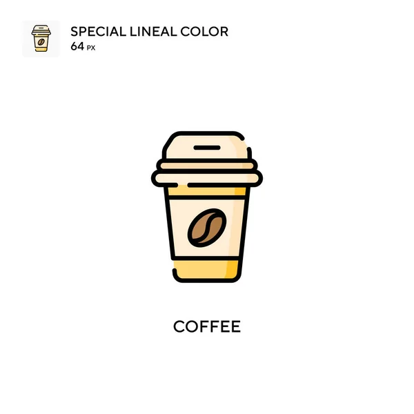 咖啡特殊的线条色彩图标 Web移动Ui元素的说明性符号设计模板 — 图库矢量图片