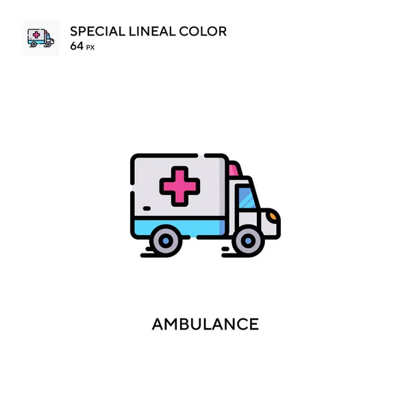 Ambulance Icône Spéciale Couleur Linéaire Modèle Conception Symbole Illustration Pour — Image vectorielle