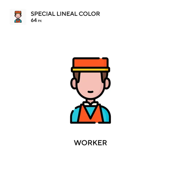 Worker Special Lineal Renk Simgesi Web Mobil Ögesi Için Resimleme — Stok Vektör