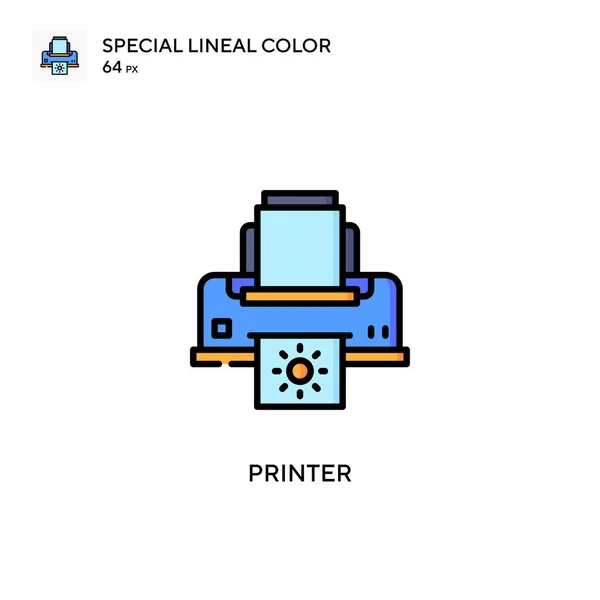 打印机特殊线形彩色图标 Web移动Ui元素的说明性符号设计模板 — 图库矢量图片