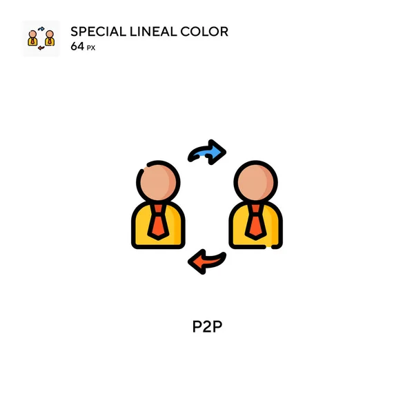 P2P Specjalna Ikona Koloru Liniowego Ilustracja Szablonu Projektu Symbolu Dla — Wektor stockowy