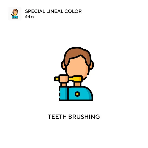 Cepillado Dientes Icono Especial Color Lineal Plantilla Diseño Símbolo Ilustración — Vector de stock