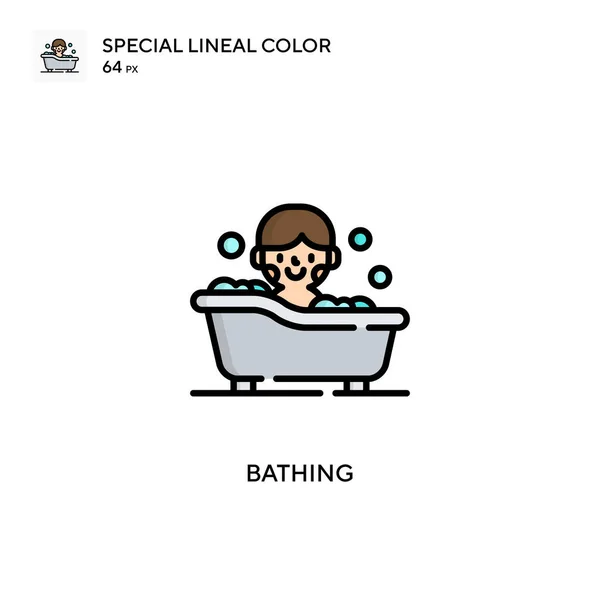 Bathing Special Lineal Color Icon Illustration Symbol Design Template Web — Stock Vector