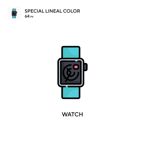 Reloj Icono Color Lineal Especial Plantilla Diseño Símbolo Ilustración Para — Archivo Imágenes Vectoriales