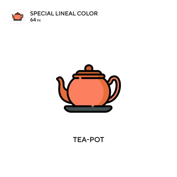 茶壶特殊的线形色彩图标 Web移动Ui元素的说明性符号设计模板 — 图库矢量图片