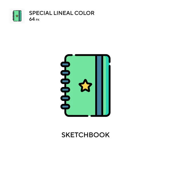 Cuaderno Bocetos Icono Especial Color Lineal Plantilla Diseño Símbolo Ilustración — Archivo Imágenes Vectoriales