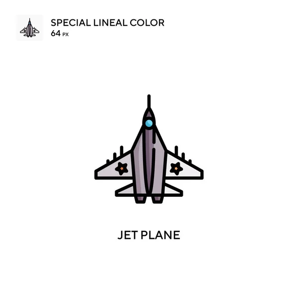 Avion Réaction Icône Couleur Spéciale Linéaire Modèle Conception Symbole Illustration — Image vectorielle