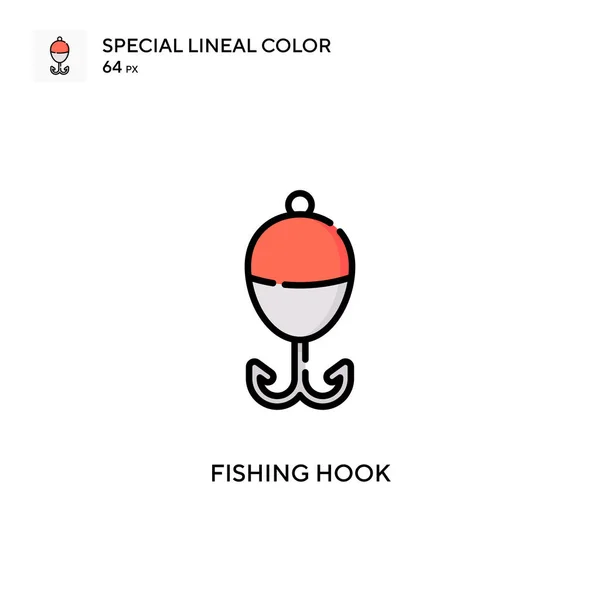 Rybářský Hák Speciální Ikona Lineární Barvy Šablona Návrhu Symbolu Ilustrace — Stockový vektor