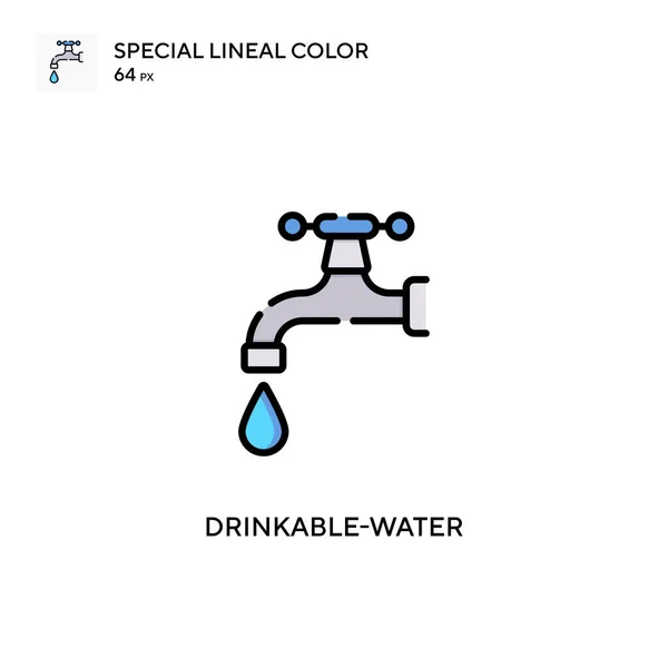 Agua Potable Icono Especial Color Lineal Plantilla Diseño Símbolo Ilustración — Vector de stock