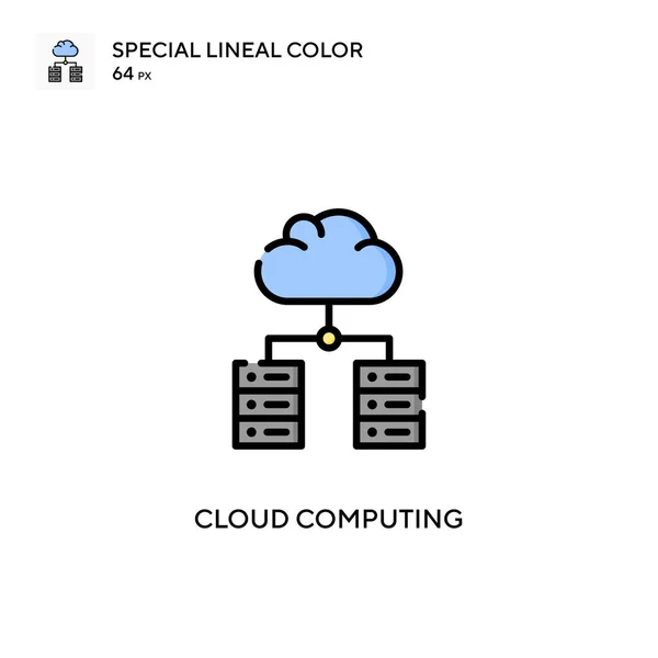 Cloud Computing Speciale Lijnkleur Pictogram Illustratie Symbool Ontwerp Sjabloon Voor — Stockvector