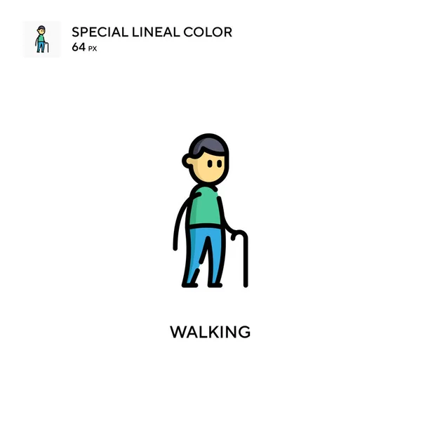 Caminata Icono Especial Color Lineal Plantilla Diseño Símbolo Ilustración Para — Vector de stock