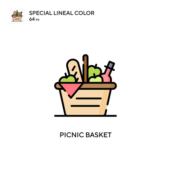 Cesta Picnic Icono Especial Color Lineal Plantilla Diseño Símbolo Ilustración — Vector de stock