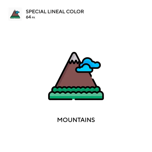 Mountains Spezielle Lineare Farbsymbole Illustration Symbol Design Vorlage Für Web — Stockvektor