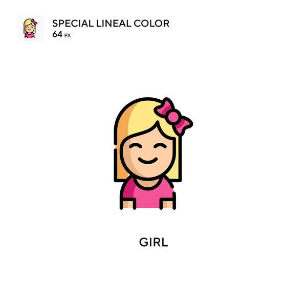 Chica Especial Icono Color Lineal Plantilla Diseño Símbolo Ilustración Para — Archivo Imágenes Vectoriales