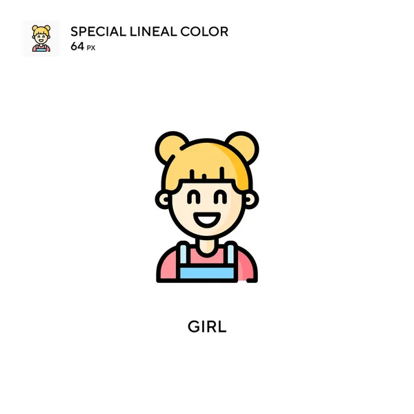 Girl Special Lineal Kleur Icoon Illustratie Symbool Ontwerp Sjabloon Voor — Stockvector
