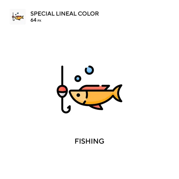 Rybaření Speciální Lineární Ikona Barev Šablona Návrhu Symbolu Ilustrace Pro — Stockový vektor
