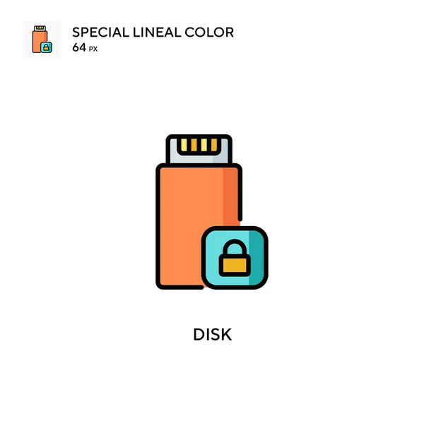 Disk Special Line Color Icon Шаблон Оформления Символов Иллюстрации Веб — стоковый вектор