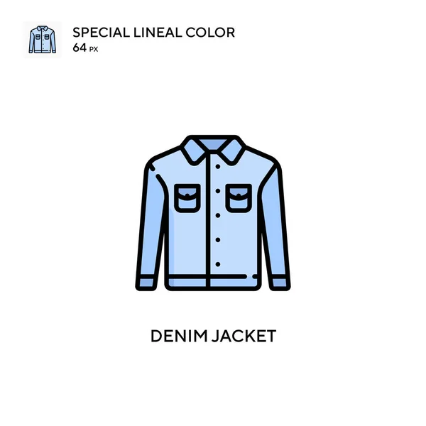 Denim Jacket Specjalna Ikona Koloru Linii Ilustracja Szablonu Projektu Symbolu — Wektor stockowy