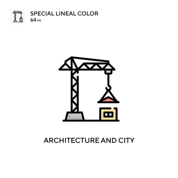 Arquitectura Ciudad Icono Especial Color Lineal Plantilla Diseño Símbolo Ilustración — Vector de stock