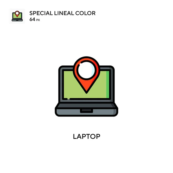 Laptop Special Linjal Färg Ikon Illustration Symbol Design Mall För — Stock vektor