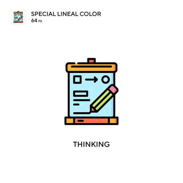 Pensando Especial Icono Color Lineal Plantilla Diseño Símbolo Ilustración Para — Vector de stock