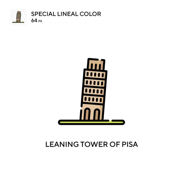 Torre Inclinada Pisa Icono Especial Color Lineal Plantilla Diseño Símbolo — Vector de stock