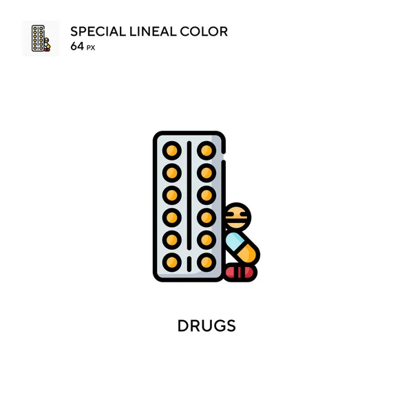 Φάρμακα Ειδική Γραμμική Εικόνα Χρώματος Πρότυπο Σχεδίασης Συμβόλων Εικονογράφησης Για — Διανυσματικό Αρχείο