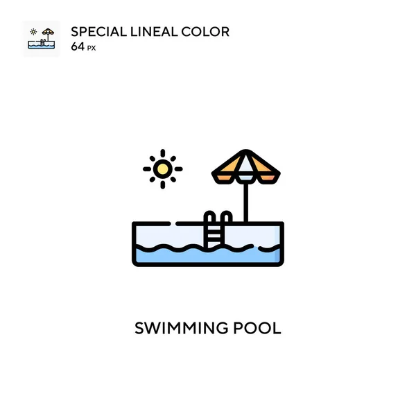 Swimming Pool Special Lineal Color Icon Illustration Symbol Design Template — Stock Vector