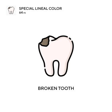 Kırık diş özel renk ikonu. Web mobil UI ögesi için resimleme sembolü tasarım şablonu.