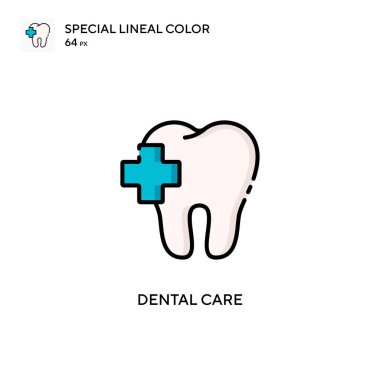 Diş bakımı özel renk ikonu. Web mobil UI ögesi için resimleme sembolü tasarım şablonu.