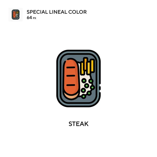 Ikona Speciální Lineární Barvy Steaku Šablona Návrhu Symbolu Ilustrace Pro — Stockový vektor