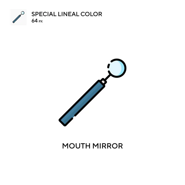 Miroir Buccal Icône Spéciale Couleur Linéaire Modèle Conception Symbole Illustration — Image vectorielle