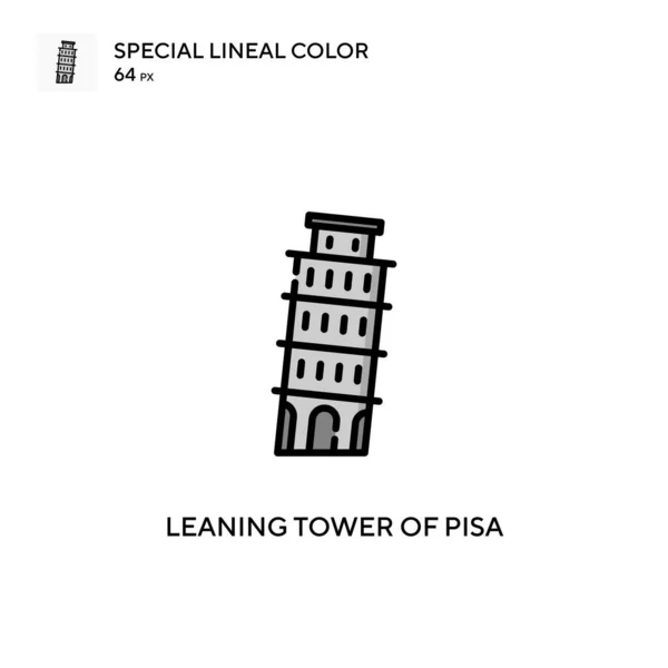 Torre Inclinada Pisa Icono Especial Color Lineal Plantilla Diseño Símbolo — Vector de stock