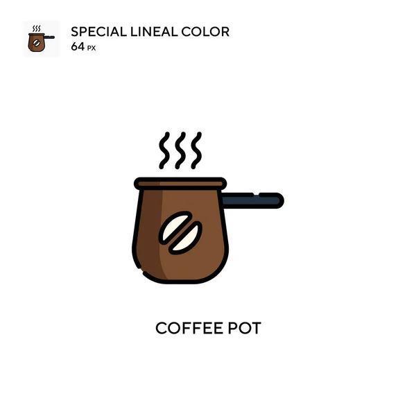 咖啡壶特殊的线形色彩图标 Web移动Ui元素的说明性符号设计模板 — 图库矢量图片