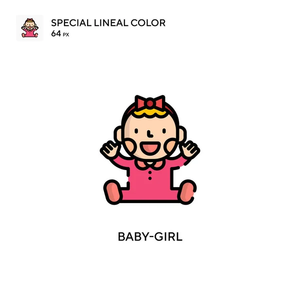 Baby Girl Ícone Cor Linear Especial Modelo Design Símbolo Ilustração — Vetor de Stock