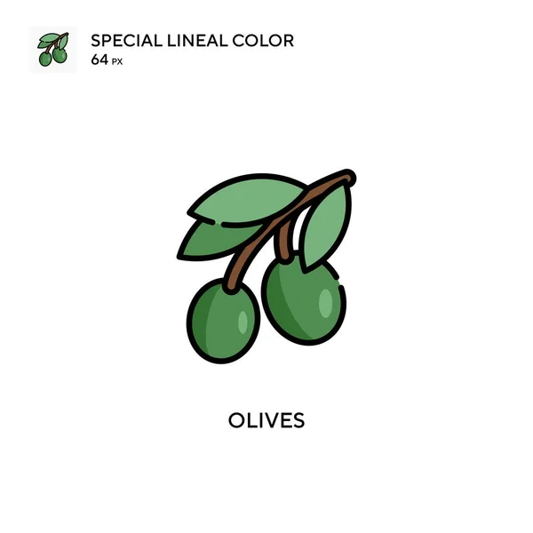 Aceitunas Icono Especial Color Lineal Plantilla Diseño Símbolo Ilustración Para — Vector de stock