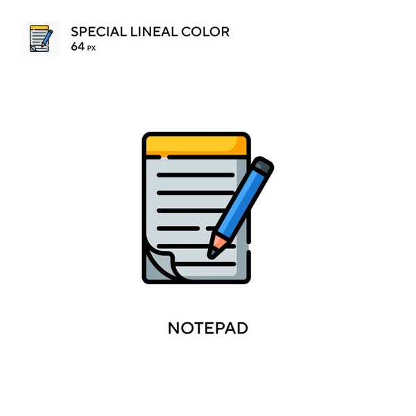 Bloc Notas Icono Especial Color Lineal Plantilla Diseño Símbolo Ilustración — Vector de stock
