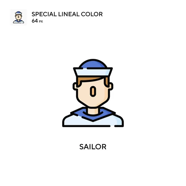 Sailor Speciale Icona Colori Lineari Modello Disegno Simbolo Illustrazione Elemento — Vettoriale Stock
