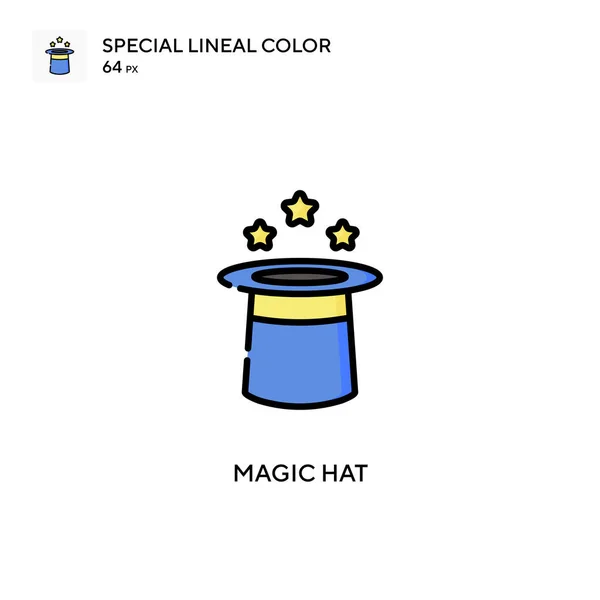 Chapeau Magique Icône Spéciale Couleur Linéaire Modèle Conception Symbole Illustration — Image vectorielle