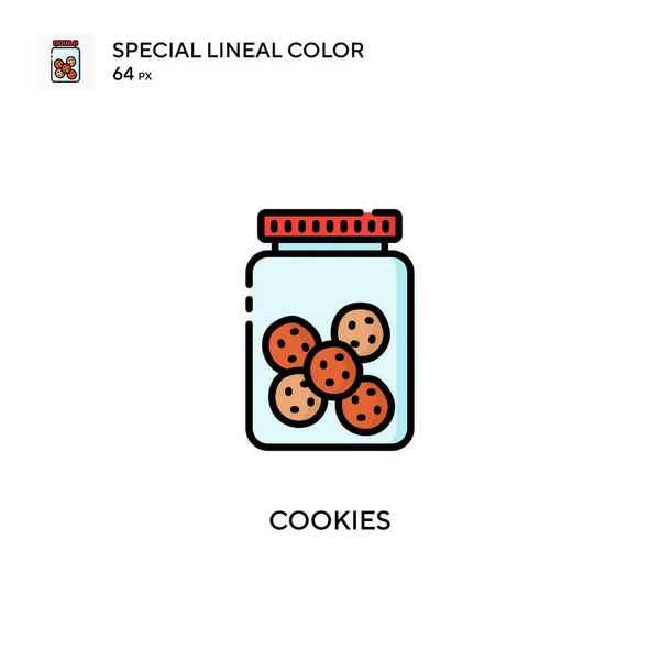 Cookies Ícone Cor Linear Especial Modelo Design Símbolo Ilustração Para — Vetor de Stock