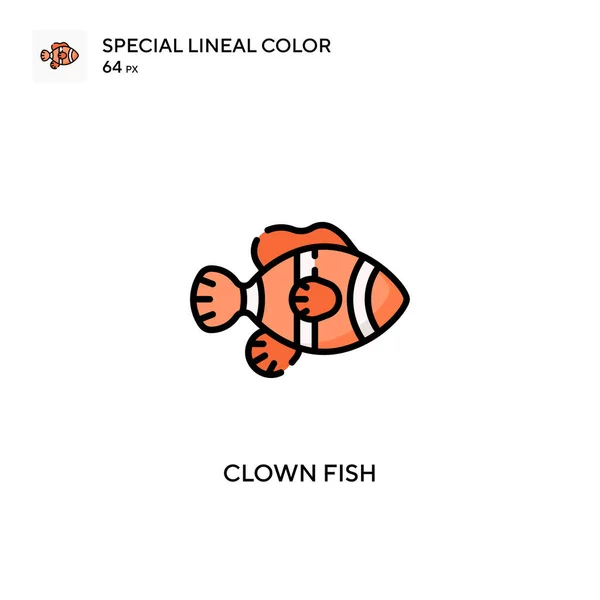 Clownfisk Speciell Linjal Färg Ikon Illustration Symbol Design Mall För — Stock vektor