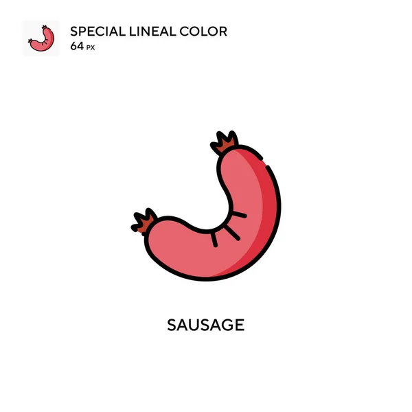 Saucisse Icône Spéciale Couleur Linéaire Modèle Conception Symbole Illustration Pour — Image vectorielle